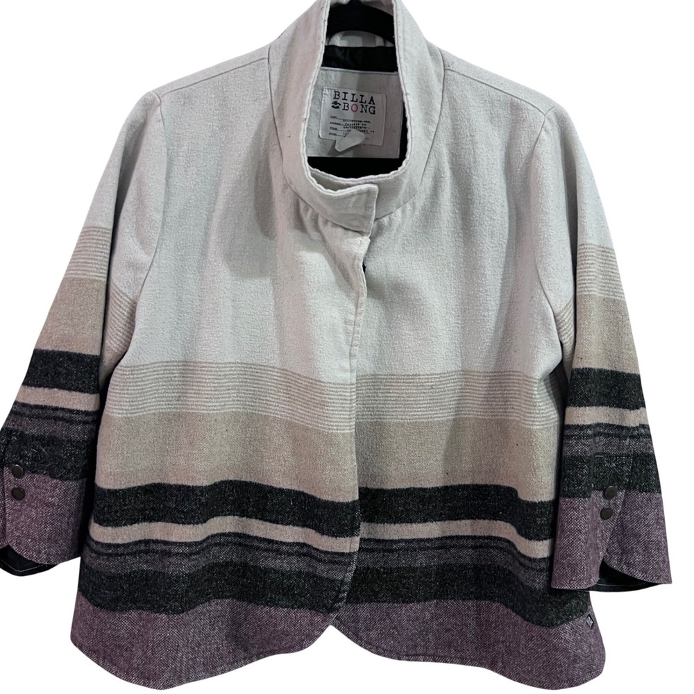 Vtg 90s Y2K Billabong wool blend Jacket Size L Neutral Western Stripe